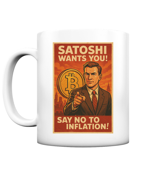 Bitcoin-Tasse "Satoshi Wants You!"