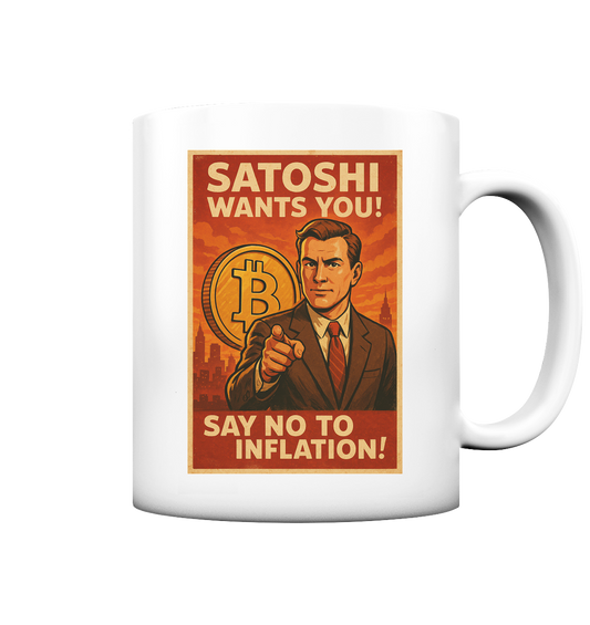 Bitcoin-Tasse "Satoshi Wants You!"